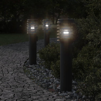 Vidaxl Außerhalb der Stehlampen 3 ST Sockel 60 cm Edelstahl schwarz