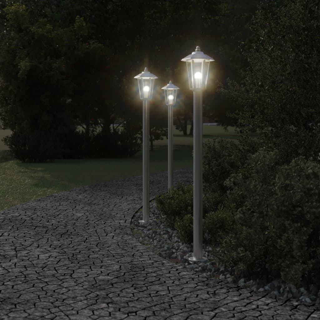 VIDAXL -Stehlampe für Außen 120 cm Edelstahl Silberfarbe