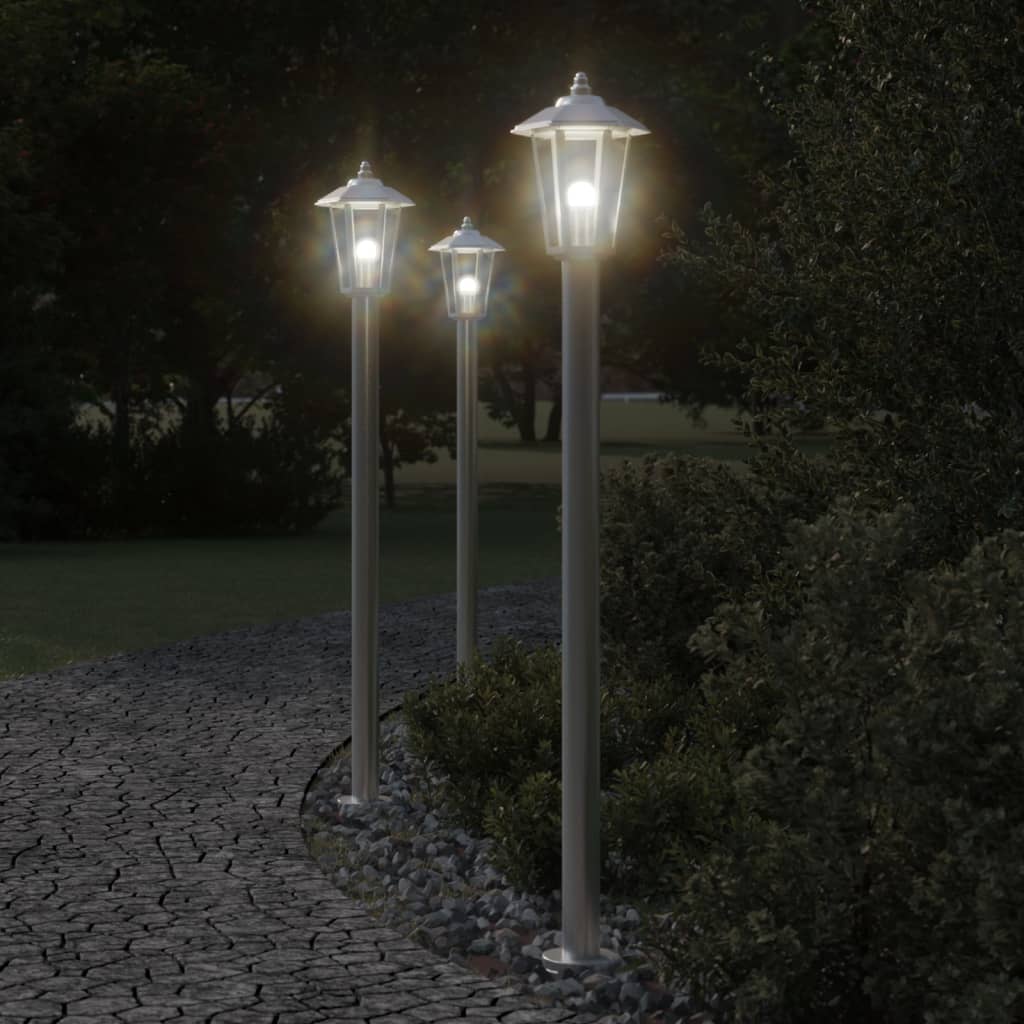 VIDAXL -Stehlampe für Außen 120 cm Edelstahl Silberfarbe
