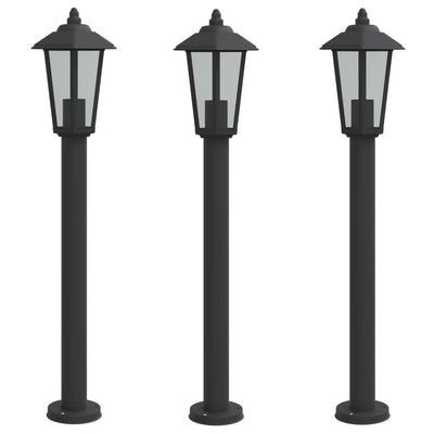 Vidaxl -Stehlampe für außen 3 ST 80 cm Edelstahl schwarz