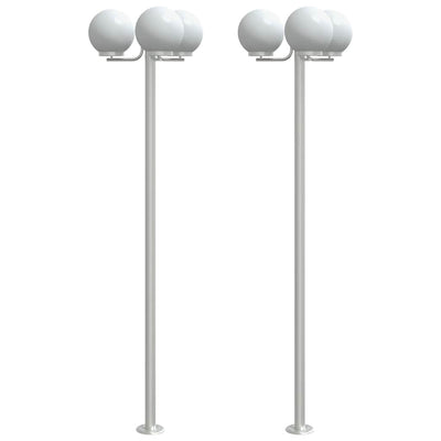 VIDAXL -Stehlampe für Außenlampe von 2 PCs 215 cm Edelstahl Silberfarbe