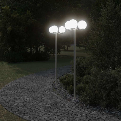 VIDAXL -Stehlampe für Außenlampe von 2 PCs 215 cm Edelstahl Silberfarbe