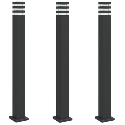 VIDAXL -Stehlampen für äußere 3 -Stcs 110 cm Aluminium Schwarz