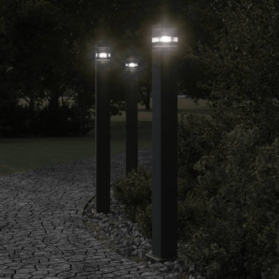VIDAXL -Stehlampen für äußere 3 -Stcs 110 cm Aluminium Schwarz
