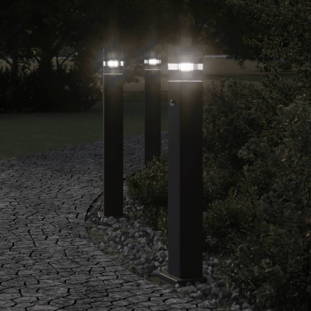 Vidaxl -Stehlampe für außen mit Sensor 80 cm Aluminium Schwarz