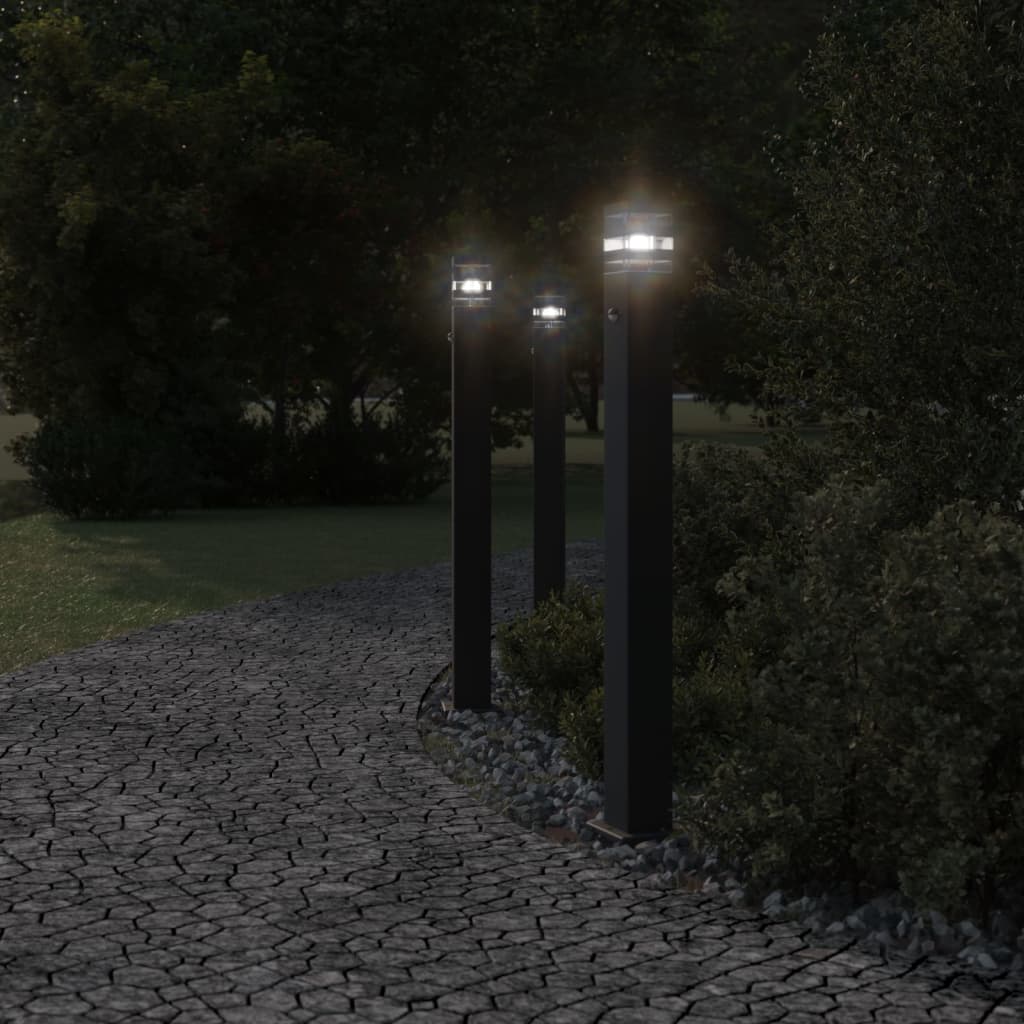 VIDAXL -Stehlampe für außen mit Sensor 110 cm Aluminium Schwarz