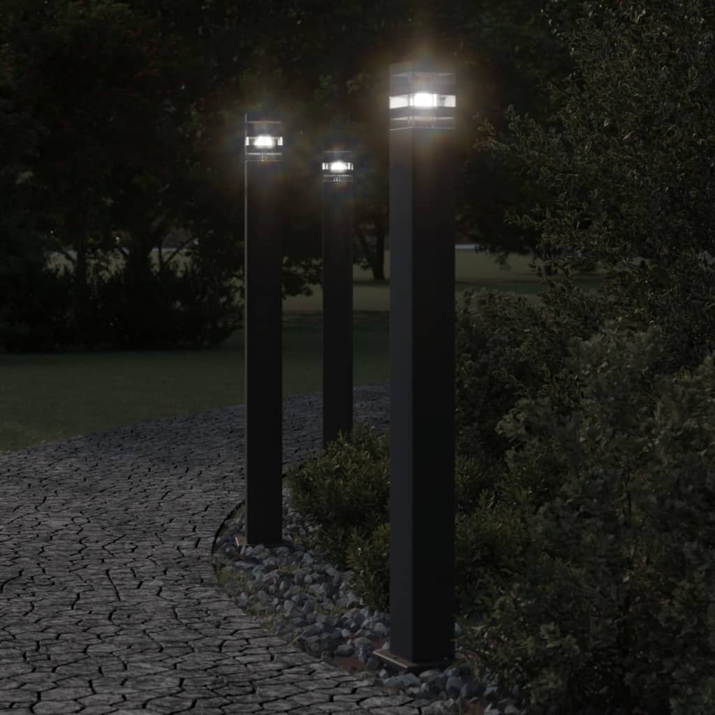 VIDAXL -Stehlampe für außen mit Sensor 110 cm Aluminium Schwarz