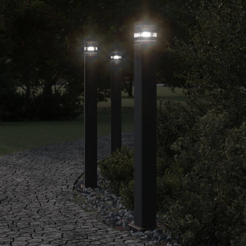 VIDAXL -Stehlampe für außen mit Sensor 110 cm Aluminium Schwarz