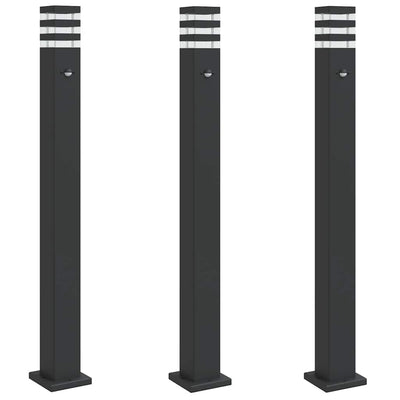 VIDAXL -Stehlampen für die Außenseite 3 ST mit Sensor 110 cm Aluminium Schwarz