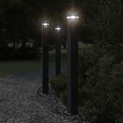 VIDAXL -Stehlampen für die Außenseite 3 ST mit Sensor 110 cm Aluminium Schwarz