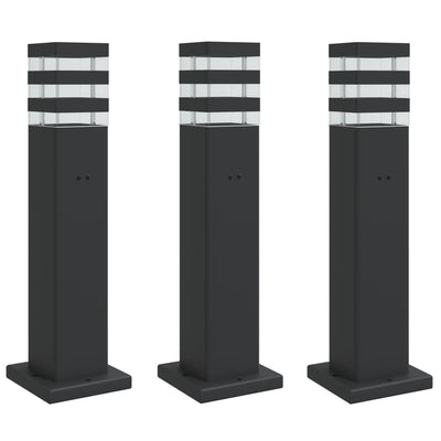 Vidaxl Außenböden 3 STs mit Steckdose 50 cm Aluminium Schwarz