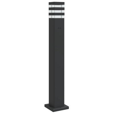 Vidaxl -Stehlampe für außen mit Steckdose 80 cm Aluminium Schwarz