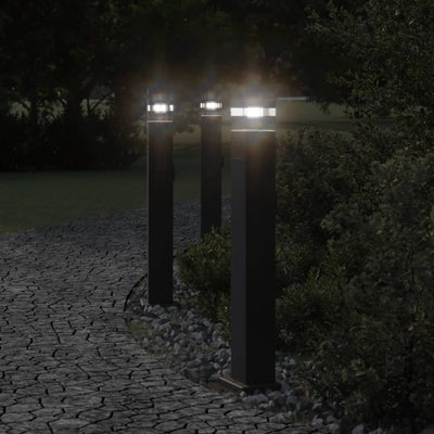 Vidaxl -Stehlampe für außen mit Steckdose 80 cm Aluminium Schwarz