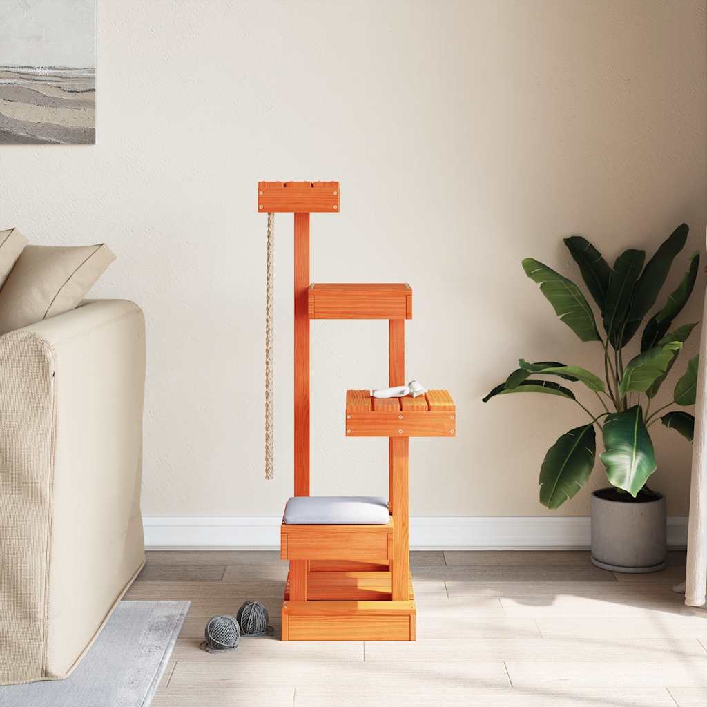 Vidaxl -Katzenmöbel 45,5 x 49 x 103 cm Festkiefer Wäsche Braun