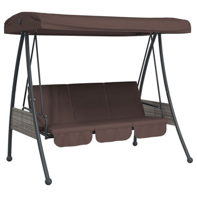 Vidaxl Swing Bank mit verstellbarem Markise Stahl Kaffee braun
