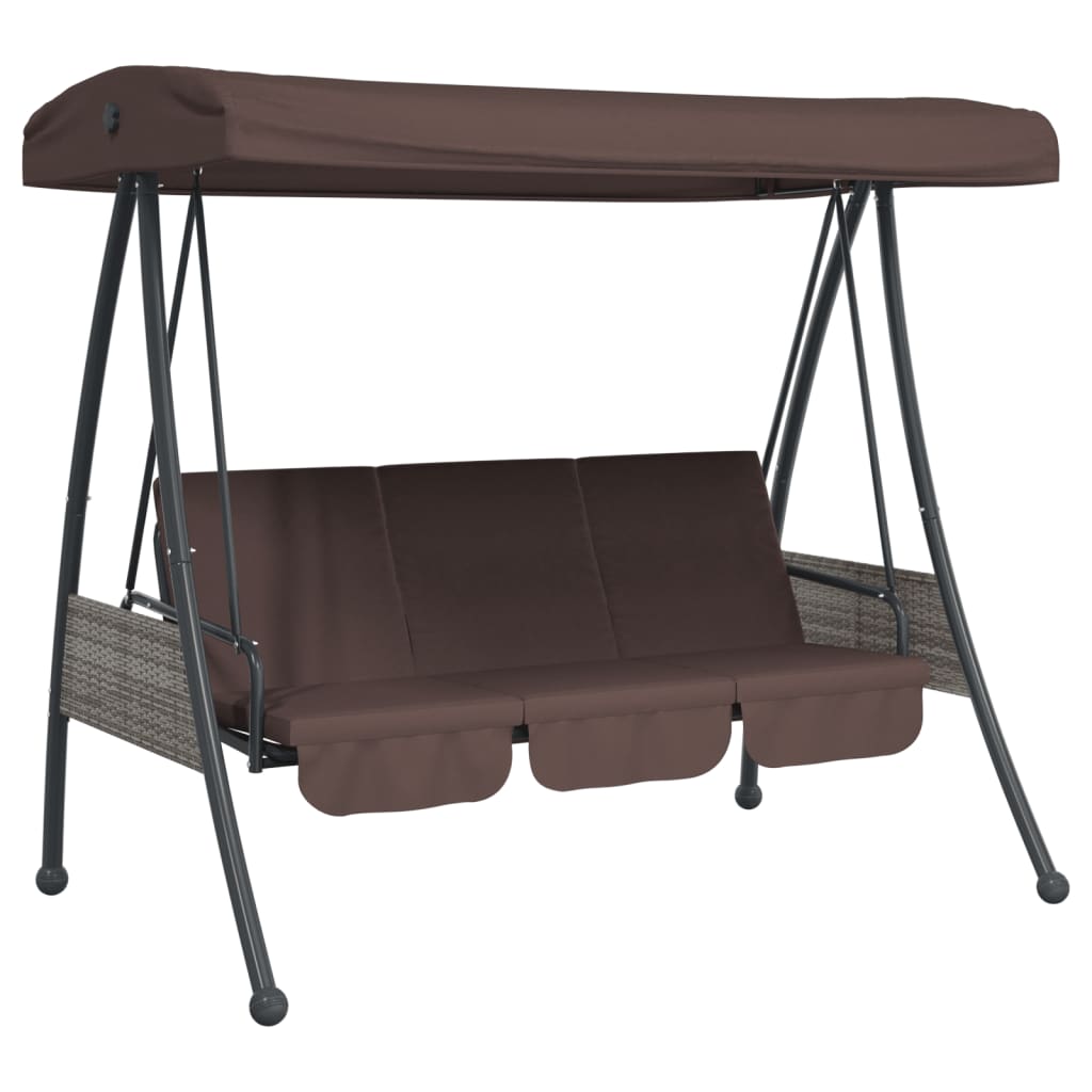 Vidaxl Swing Bank mit verstellbarem Markise Stahl Kaffee braun