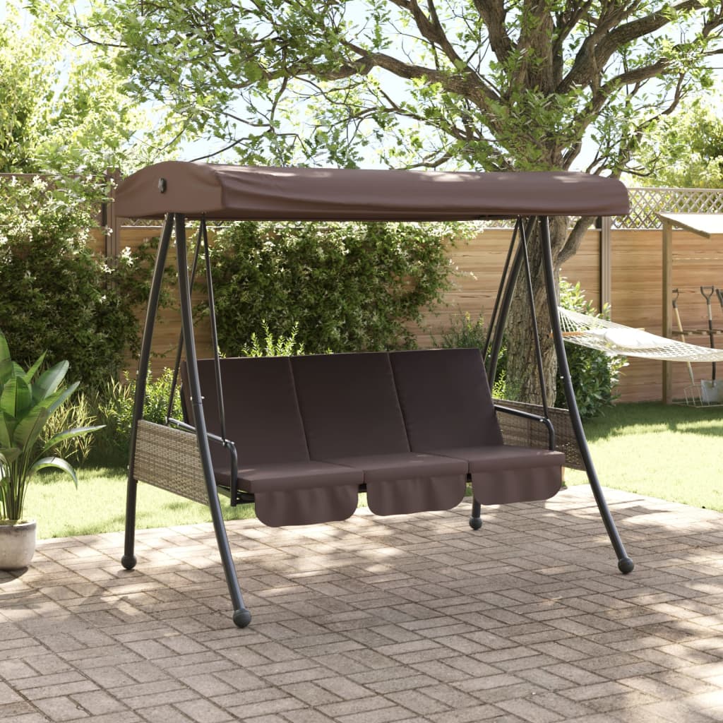 Vidaxl Swing Bank mit verstellbarem Markise Stahl Kaffee braun