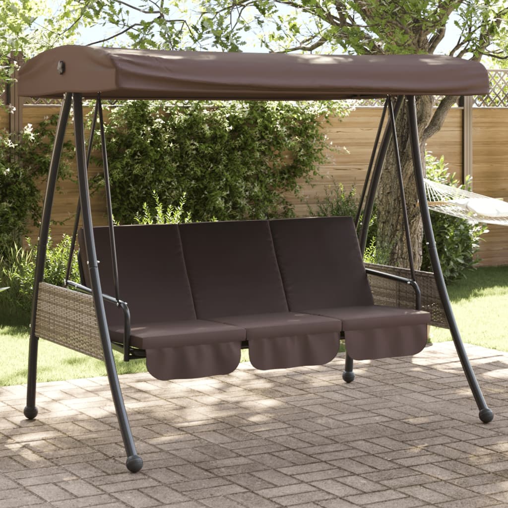 Vidaxl Swing Bank mit verstellbarem Markise Stahl Kaffee braun