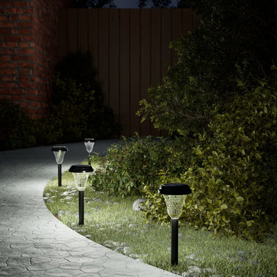 Vidaxl Gartenpfadbeleuchtung 12 St. Solar mit gemahlenen Stiften weiß