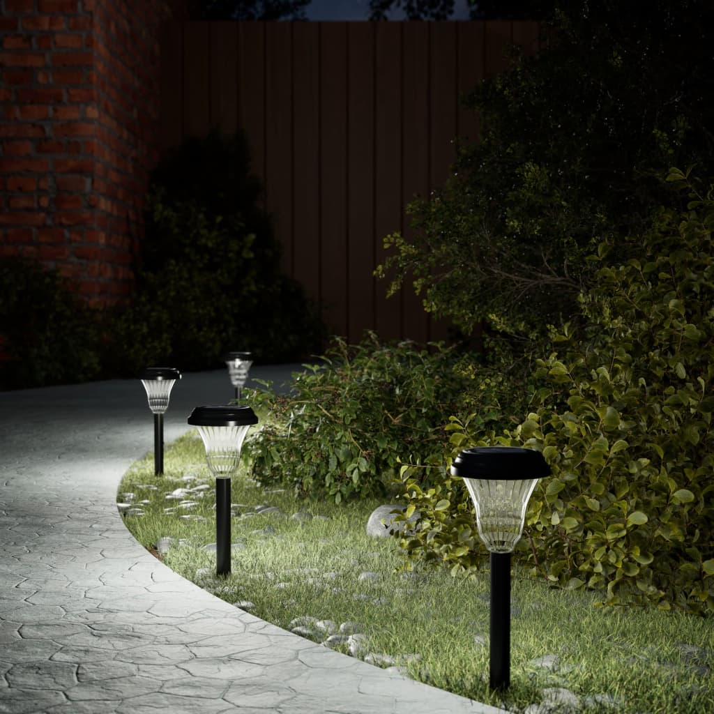 Vidaxl Gartenpfadbeleuchtung 12 St. Solar mit gemahlenen Stiften weiß