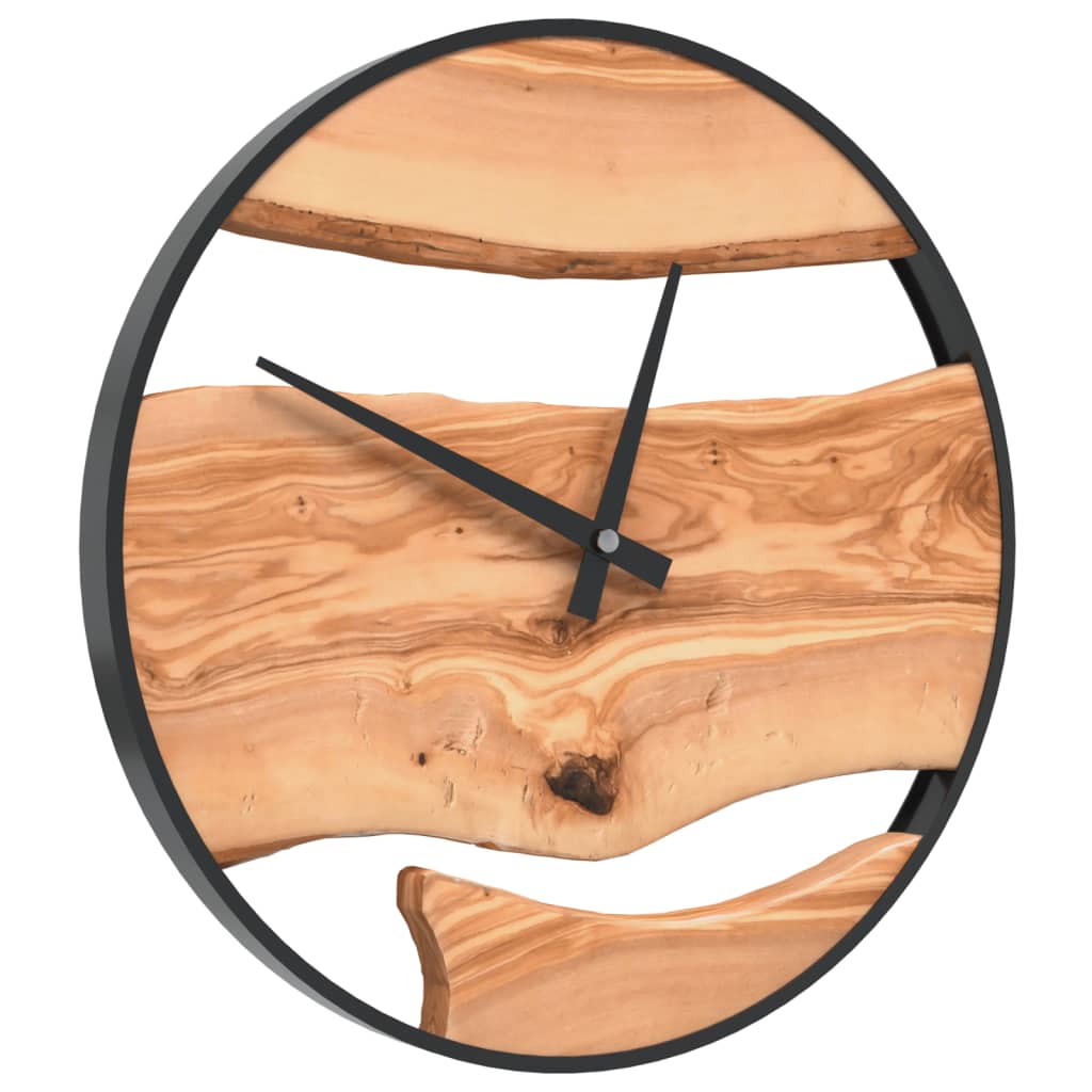 Vidaxl -Wanduhr Ø35 cm Eisen und Olivholzbraun