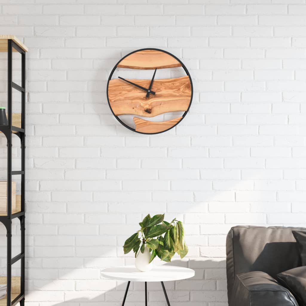Vidaxl -Wanduhr Ø35 cm Eisen und Olivholzbraun