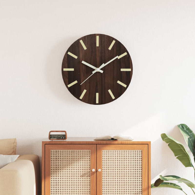 Vidaxl Wanduhr mit leuchtendem Zifferblatt und Händen Ø30 cm braun