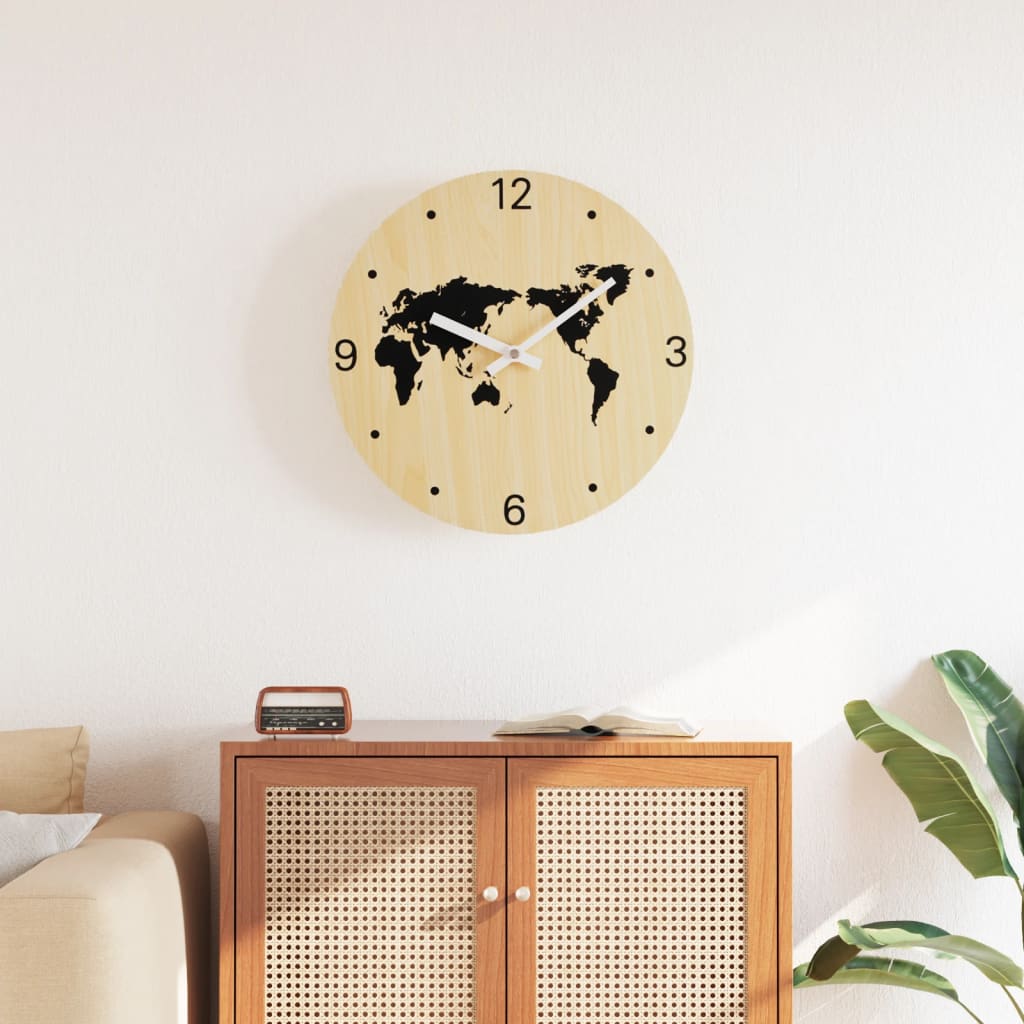 Vidaxl Wanduhr Ø30 cm verarbeitetes Holzgelb und Schwarz