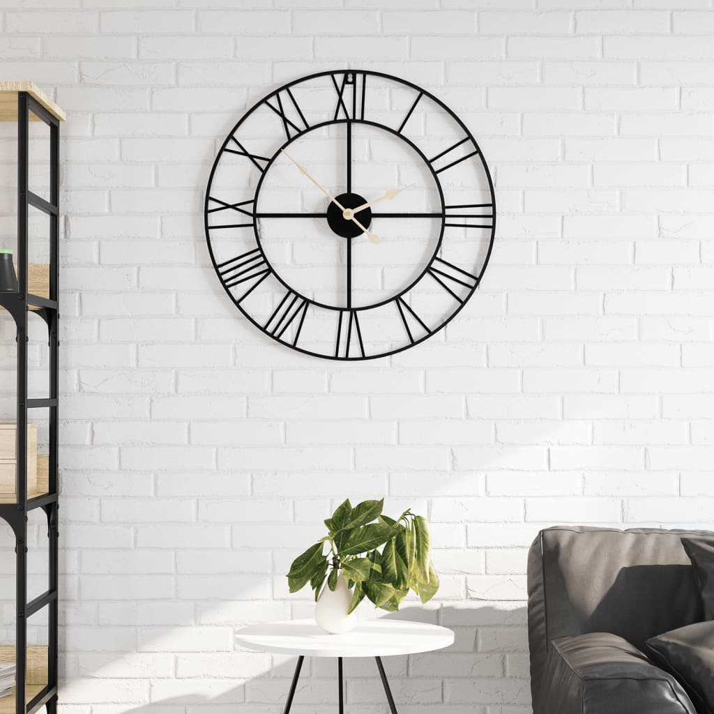 Vidaxl Wanduhr Ø50 cm Eisenschwarz