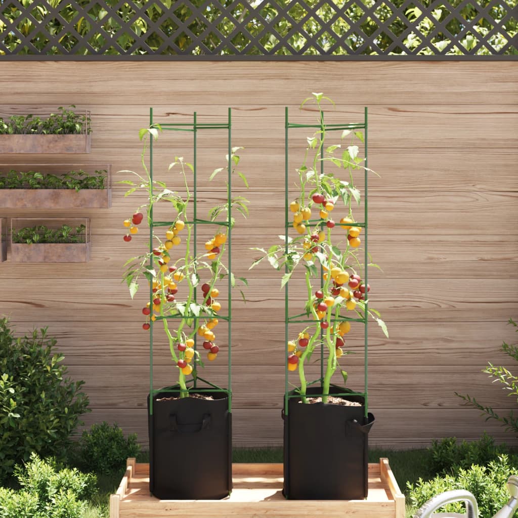 Vidaxl -Tomatenkäfig mit Pflanzenbeutel 2 ST 154 cm Stahl und Polypropen