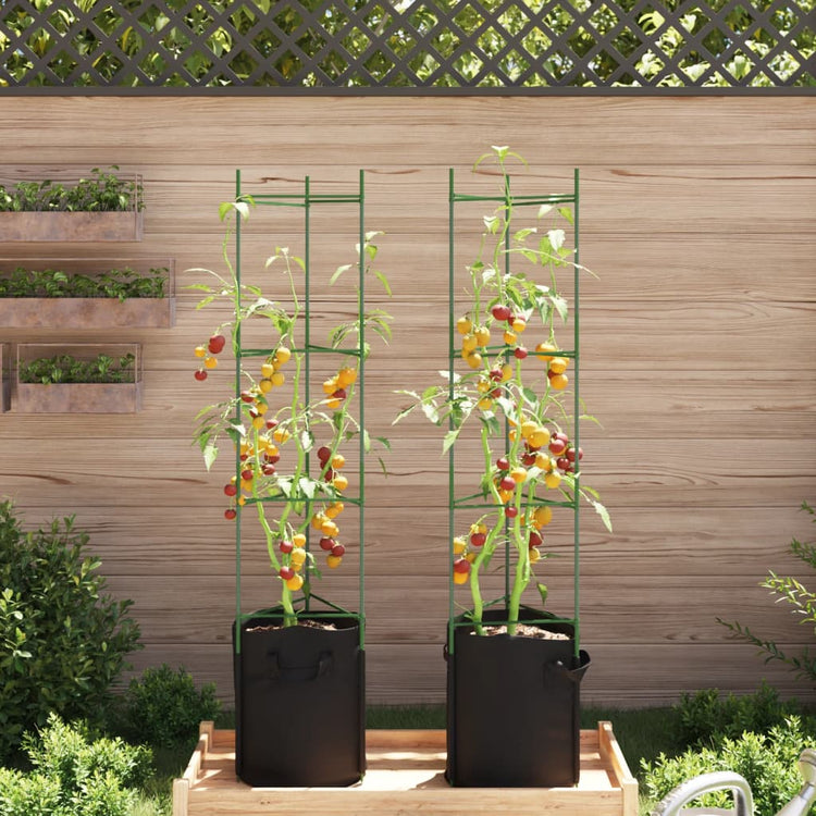 Vidaxl -Tomatenkäfig mit Pflanzenbeutel 2 ST 154 cm Stahl und Polypropen