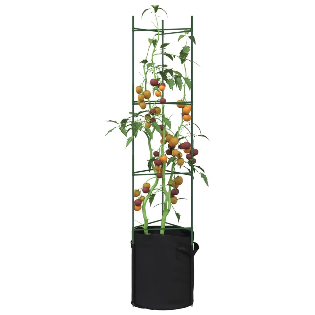 Vidaxl -Tomatenkäfig mit Pflanzenbeutel 2 ST 154 cm Stahl und Polypropen
