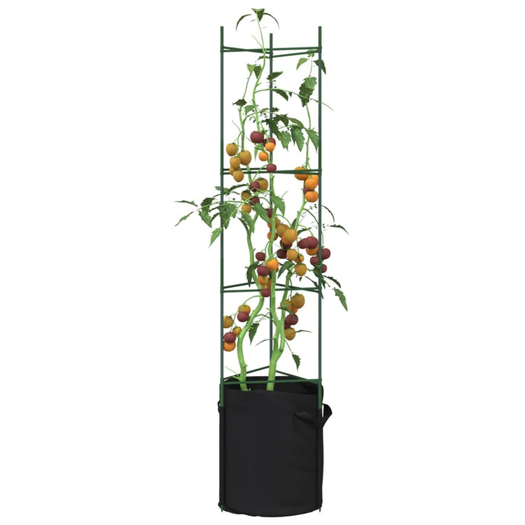Vidaxl -Tomatenkäfig mit Pflanzenbeutel 2 ST 154 cm Stahl und Polypropen