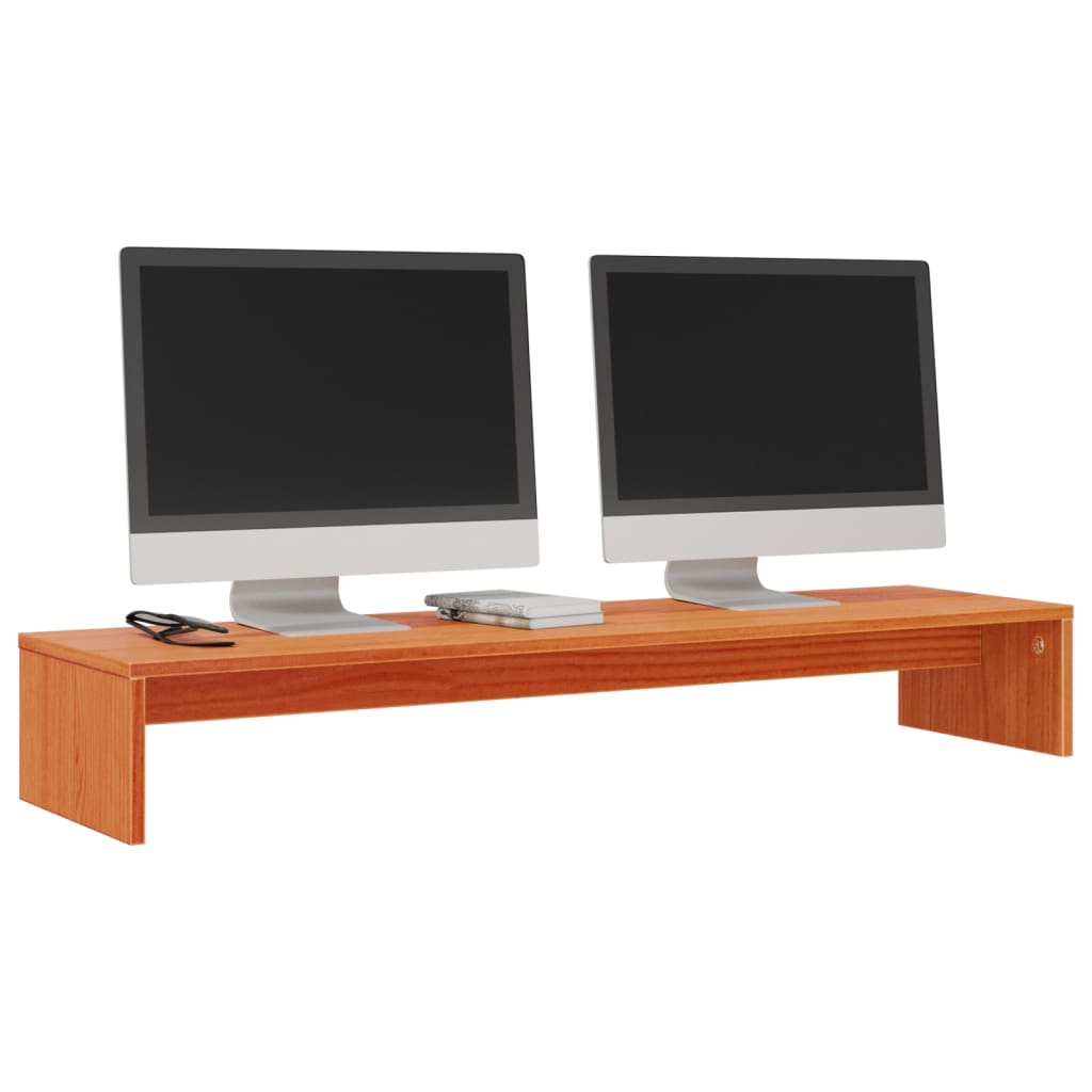 Vidaxxl Monitorständer 100x27x15 cm massives Kiefernholz, braun gewaschen