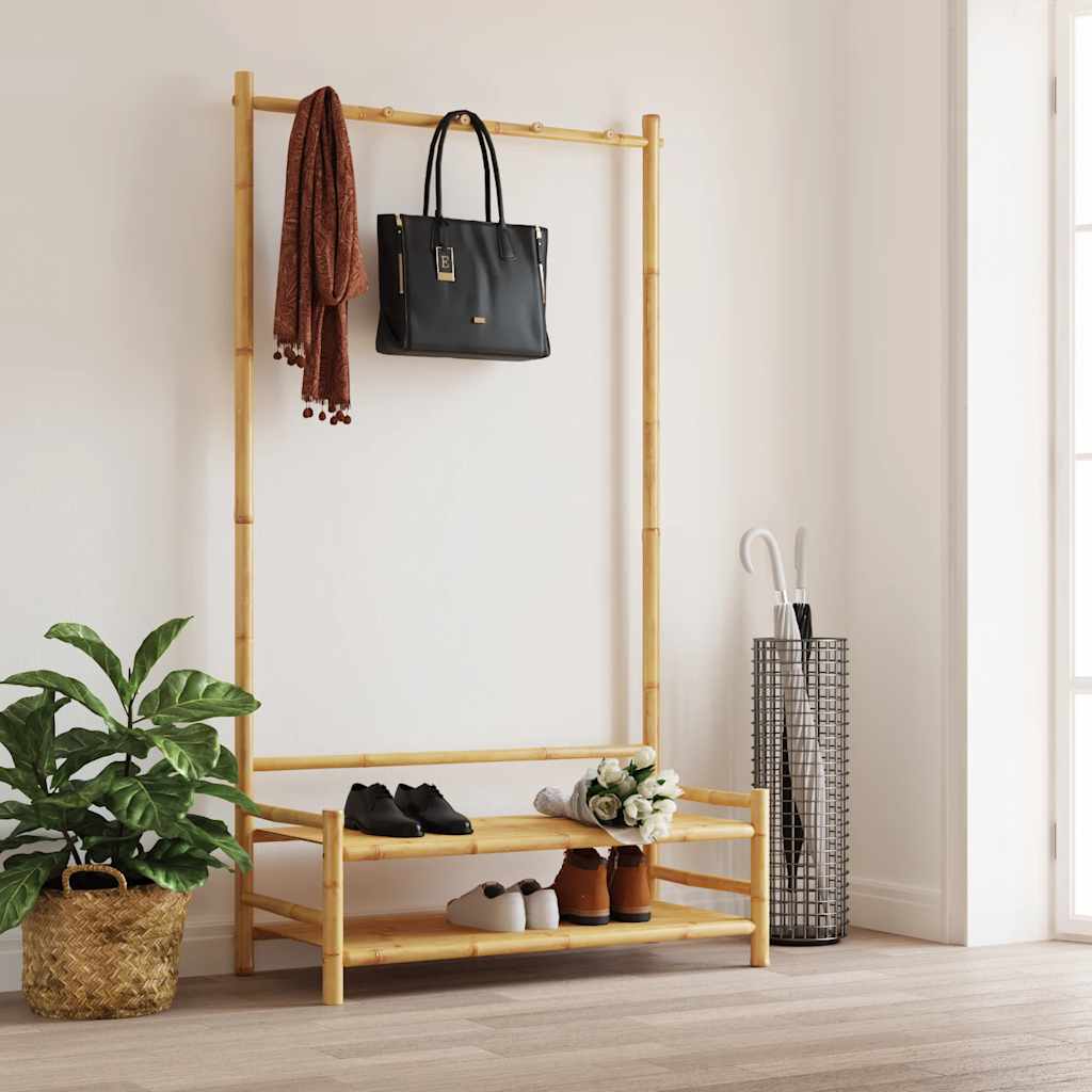 VIDAXL -Kleidung Rack mit Regalen 103x40x183 cm Bambus