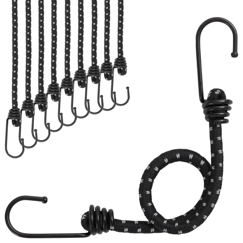 Vidaxl Spanngummis mit reflektierenden Streifen und Haken 10 Stück 38 cm