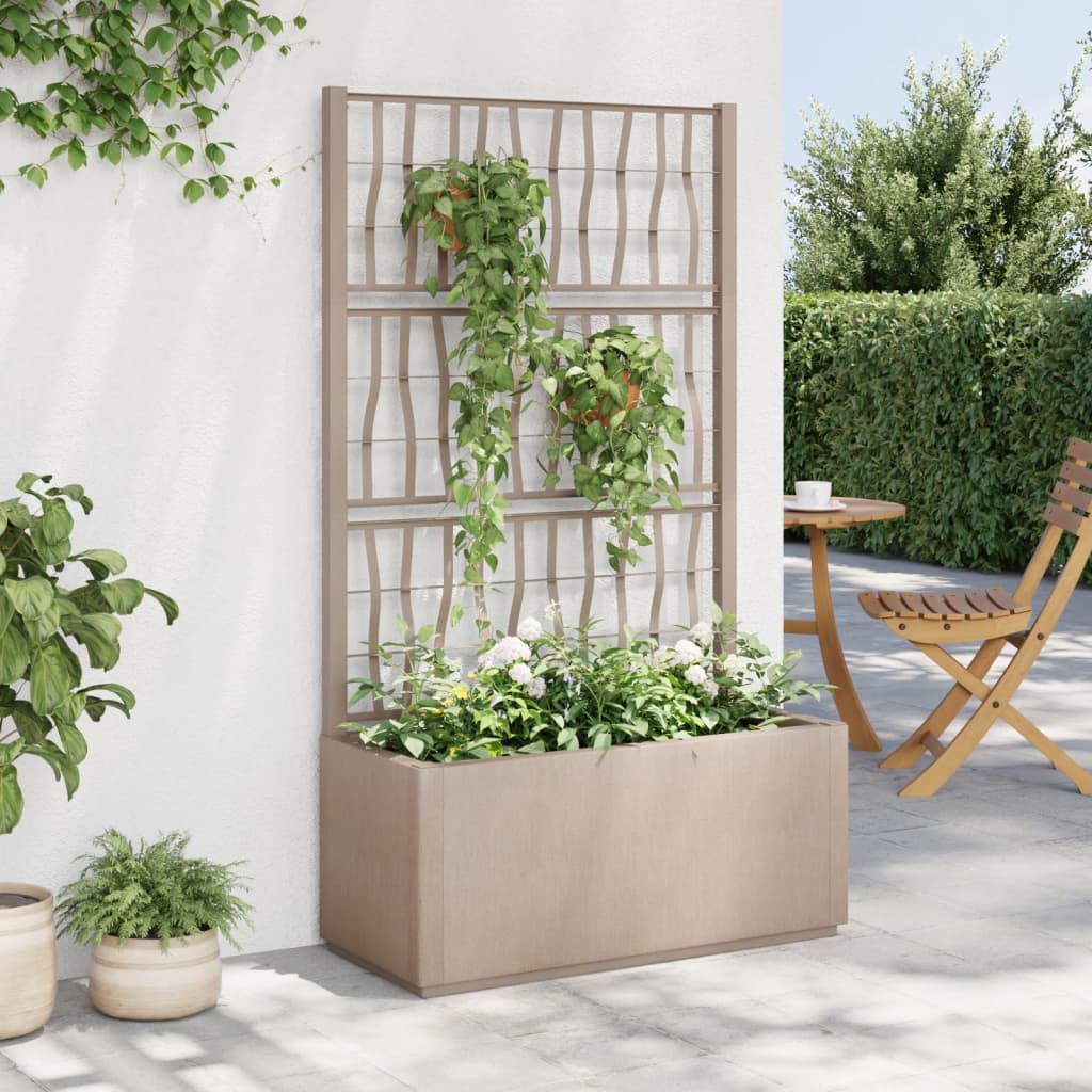 VIDAXL -Pflanzer mit Latwerk 80x36x140 cm Polypropen Hellbraun