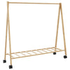 Vidaxl -Kleidungsständer mit Regalen und Rädern 106x34x106,5 cm Bambus