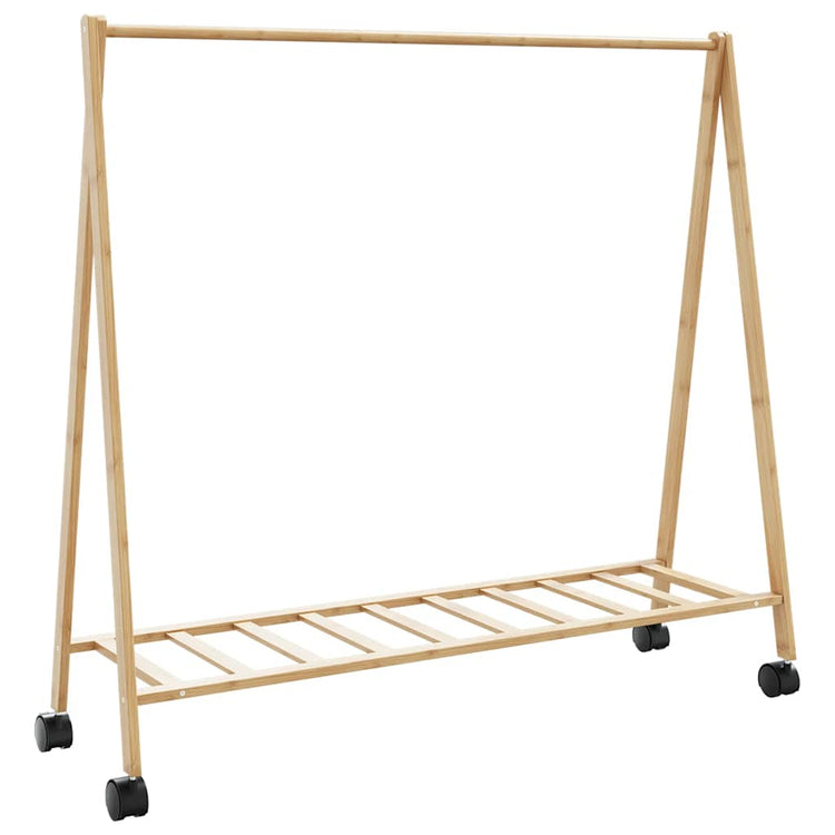 Vidaxl -Kleidungsständer mit Regalen und Rädern 106x34x106,5 cm Bambus