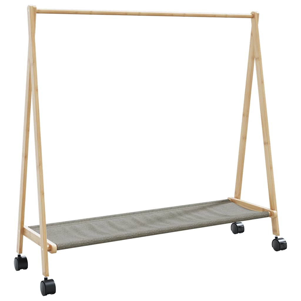 Vidaxl -Kleidungsständer mit Regalen und Rädern 106x34x106,5 cm Bambus