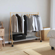 Vidaxl -Kleidungsständer mit Regalen und Rädern 106x34x106,5 cm Bambus - afbeelding 2