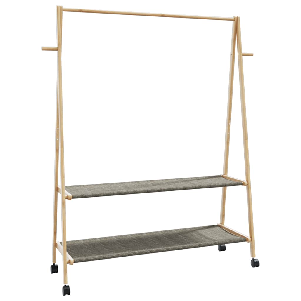 Vidaxl -Kleidungsständer mit Regalen und Rädern 132x45.5x155,5 cm Bambus