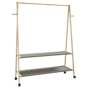 Vidaxl -Kleidungsständer mit Regalen und Rädern 132x45.5x155,5 cm Bambus - afbeelding 1