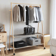 Vidaxl -Kleidungsständer mit Regalen und Rädern 132x45.5x155,5 cm Bambus - afbeelding 3
