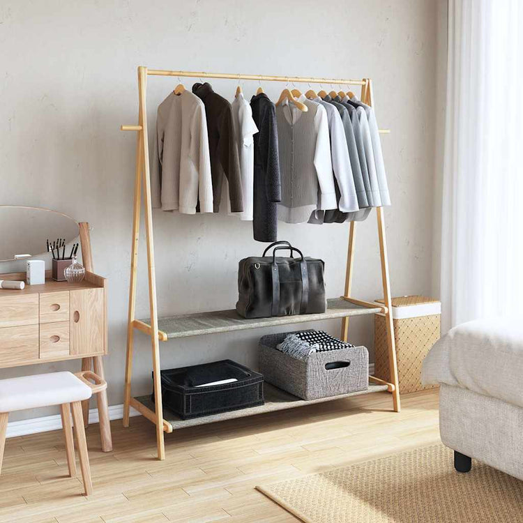 VIDAXL -Kleidung Rack mit Regalen 132x45.5x150,5 cm Bambus