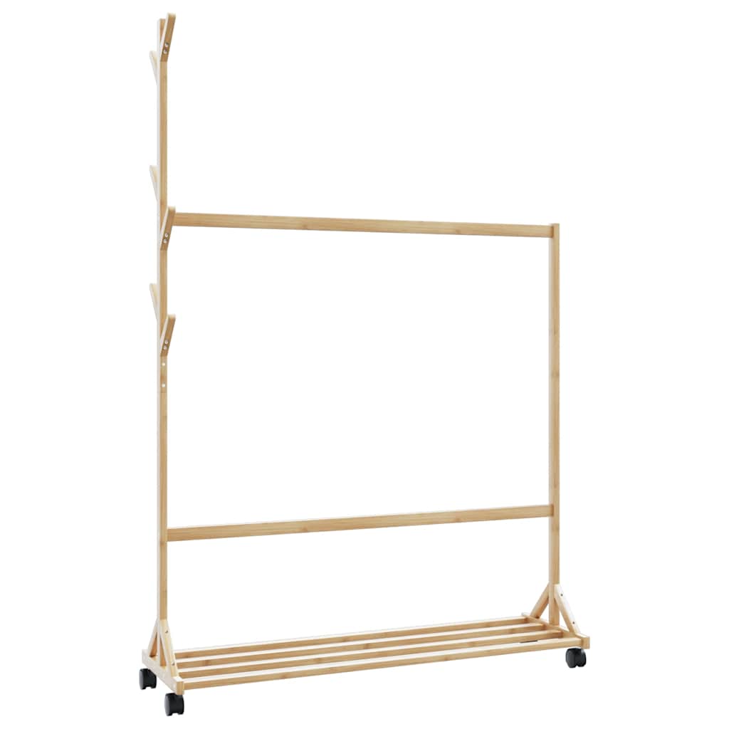 Vidaxl -Kleidung mit Haken und Rädern 100x35x157 cm Bambus