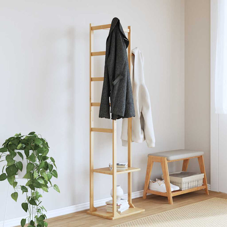 VIDAXL -Kleidungsgestelle mit Haken und Regalen 38.5x30x156 cm Bambus