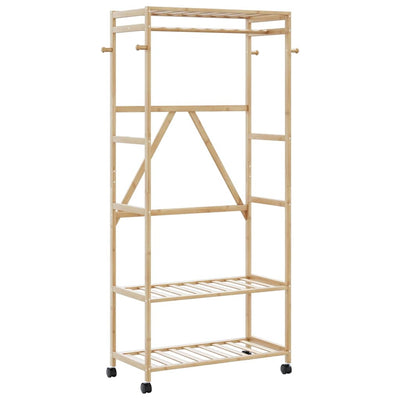 Vidaxx Kleiderständer mit Regalen und Rollen 90x40x179,5 cm Bambus