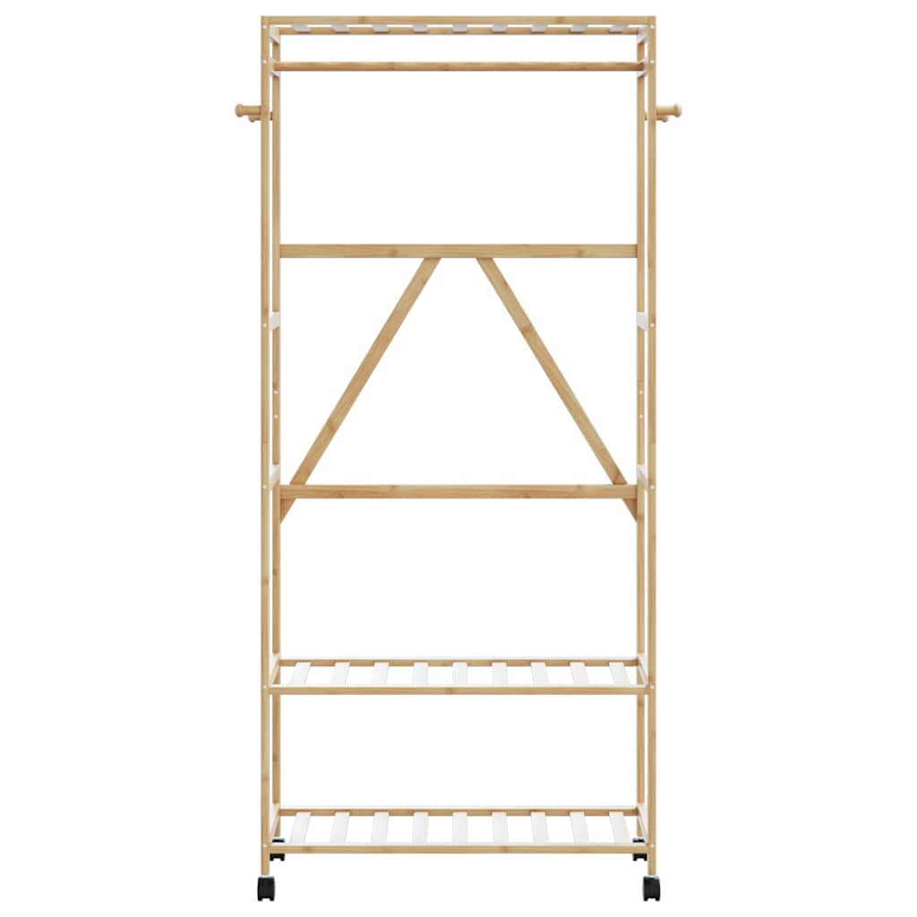 Vidaxx Kleiderständer mit Regalen und Rollen 90x40x179,5 cm Bambus