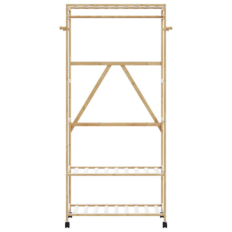 Vidaxx Kleiderständer mit Regalen und Rollen 90x40x179,5 cm Bambus